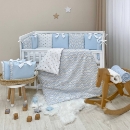 Set lenjerie patut bebe 7 piese Dots albastru (1)